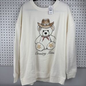 Zoe + Liv cowboy teddy sweatshirt western‎ bear graphic 2X plus size NWT